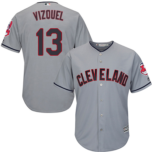 Guardians #13 Omar Vizquel Grey Road Stitched Youth MLB Jersey