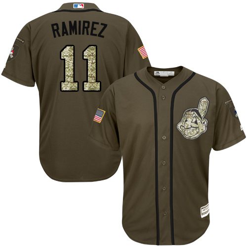 Guardians #11 Jose Ramirez Green Salute to Service Stitched Youth MLB Jersey