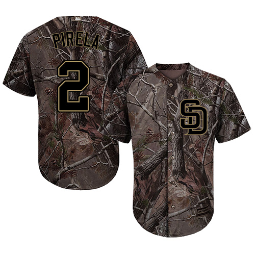 Padres #2 Jose Pirela Camo Realtree Collection Cool Base Stitched Youth MLB Jersey