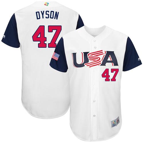 Team USA #47 Sam Dyson White 2017 World MLB Classic Authentic Stitched Youth MLB Jersey