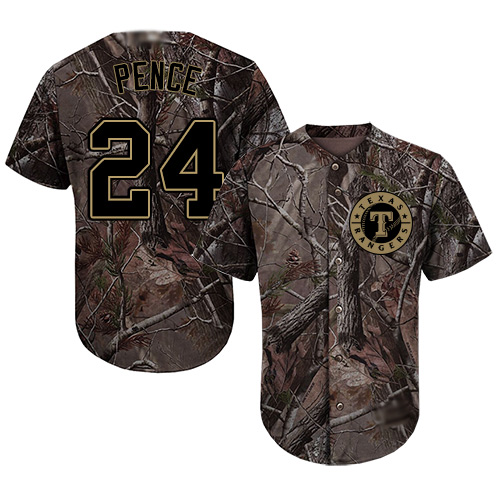 Rangers #24 Hunter Pence Camo Realtree Collection Cool Base Stitched Youth MLB Jersey