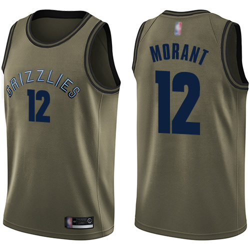Nike Grizzlies #12 Ja Morant Green Youth NBA Swingman Salute to Service Jersey
