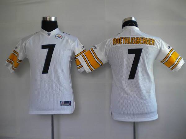 Steelers #7 Ben Roethlisberger White Stitched Youth NFL Jersey