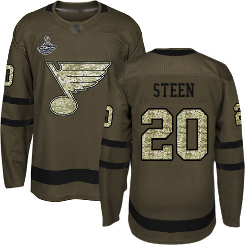 Adidas Blues #20 Alexander Steen Green Salute to Service Stanley Cup Champions Stitched Youth NHL Jersey